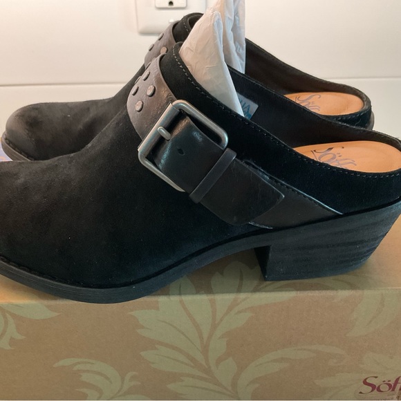 Sofft Adena Western Inspired Clog Black Suede NWT - Picture 4 of 8